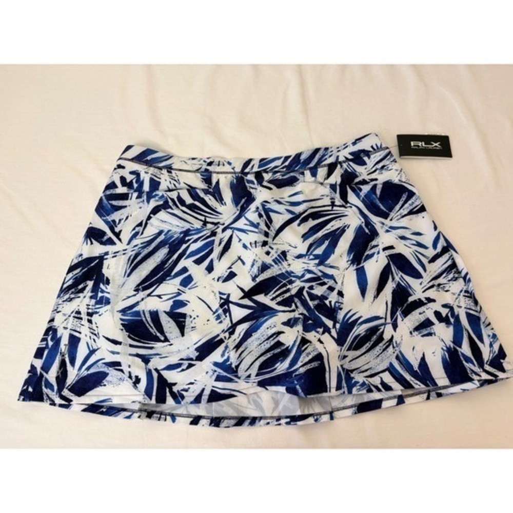 RLX Ralph Lauren Womens XS Blue White Palm Print Pleated Golf Skort New athletic